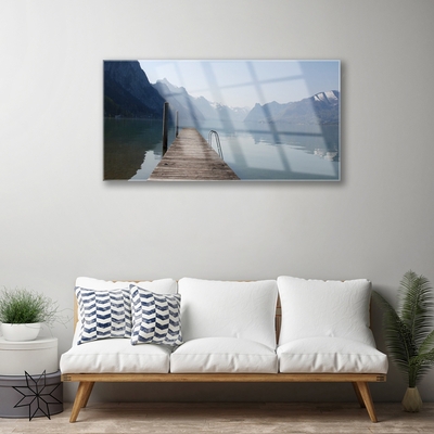 Slika na steklu Pier lake mountains landscape