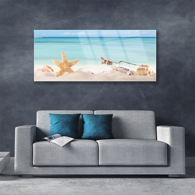 Slika na steklu Starfish školjke beach