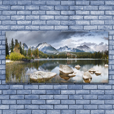 Slika na steklu Lake mountains forest landscape