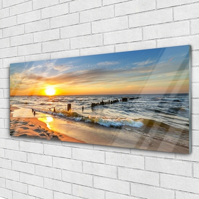 Slika na steklu Sea sunset beach