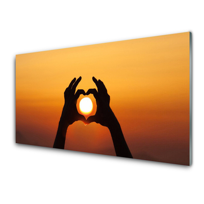 Slika na steklu Roke heart ljubezen sun