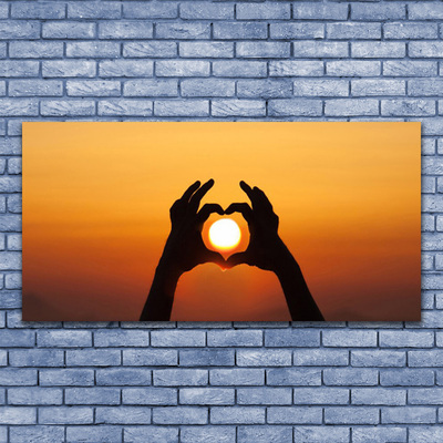 Slika na steklu Roke heart ljubezen sun