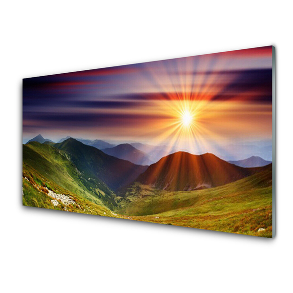 Slika na steklu Sunset mountain landscape