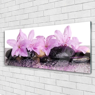 Slika na steklu Vodne lilije cvetje rosa