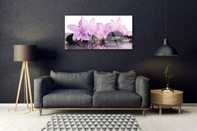 Slika na steklu Vodne lilije cvetje rosa