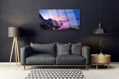 Slika na steklu Megla mountain sunrise