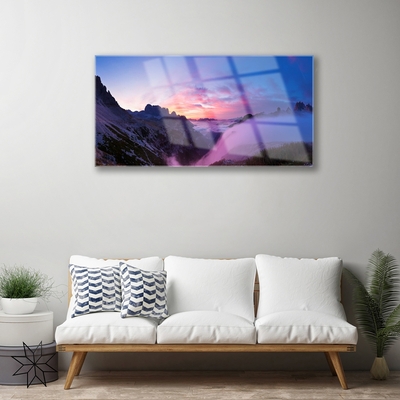 Slika na steklu Megla mountain sunrise