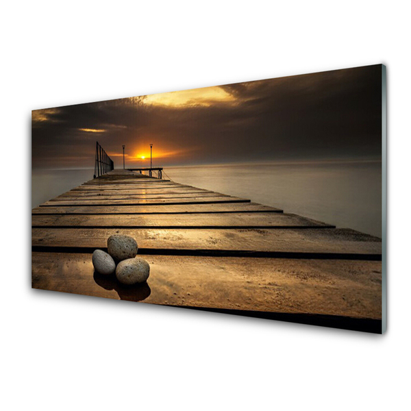 Slika na steklu Morje pier sunset