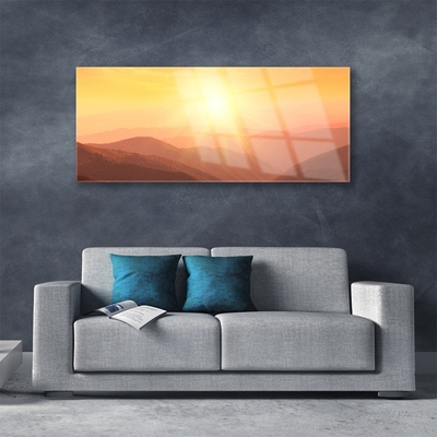 Slika na steklu Sun mountain landscape