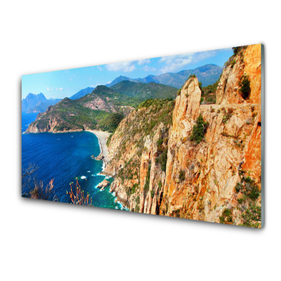Slika na steklu Sea cliff coast mountains
