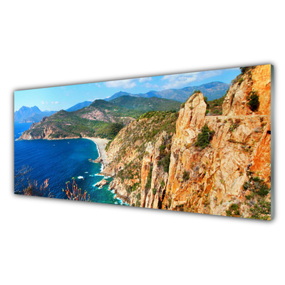 Slika na steklu Sea cliff coast mountains