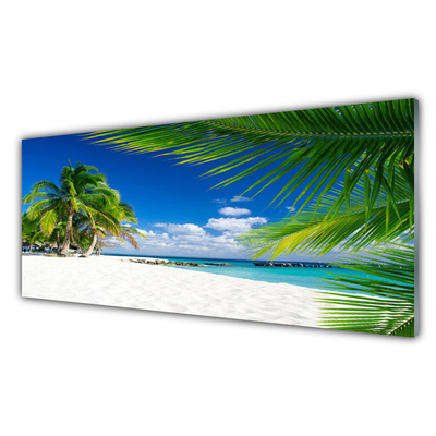 Slika na steklu Tropical beach s pogledom na morje