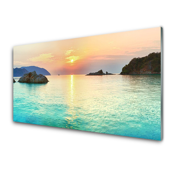 Slika na steklu Sun rocks sea landscape