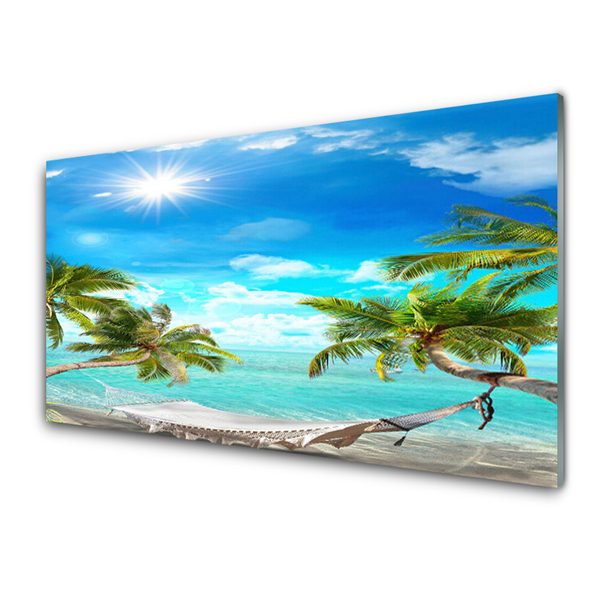 Slika na steklu Tropical palme hammock beach