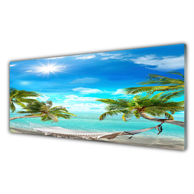 Slika na steklu Tropical palme hammock beach
