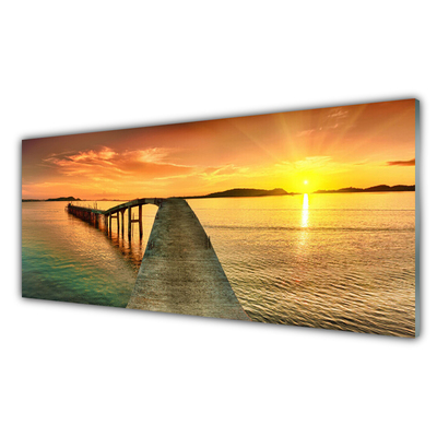 Slika na steklu Sun landscape morje most