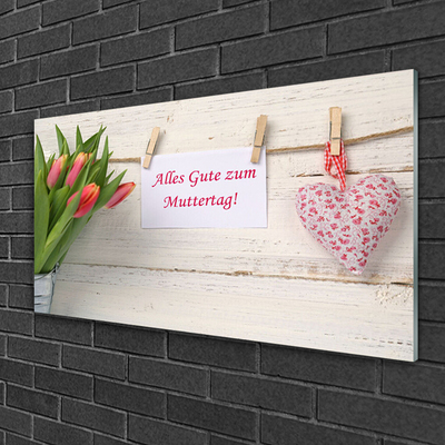 Slika na steklu Tulipani heart art