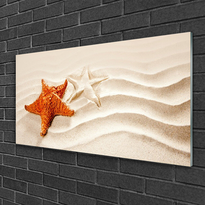 Slika na steklu Morske zvezde na peščeni plaži