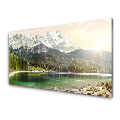 Slika na steklu Gore forest lake landscape