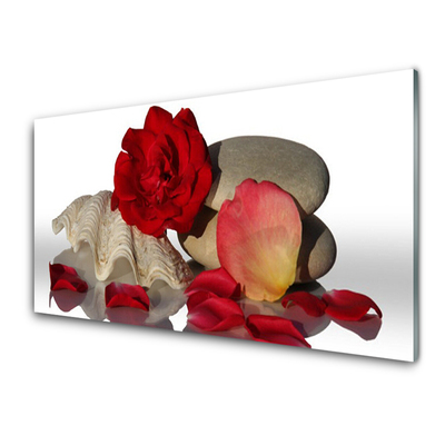 Slika na steklu Cvetni listi vrtnic tihožitja