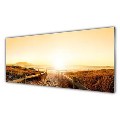 Slika na steklu Plaža morje pot