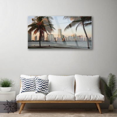 Slika na steklu Tropical palm mesta morje