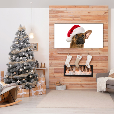 Steklena slika Bulldog Dog božič