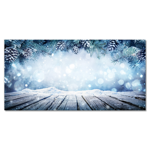Steklena slika Zimska snežna božična drevesa