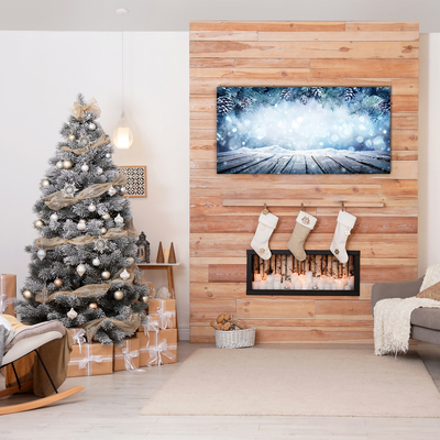 Steklena slika Zimska snežna božična drevesa
