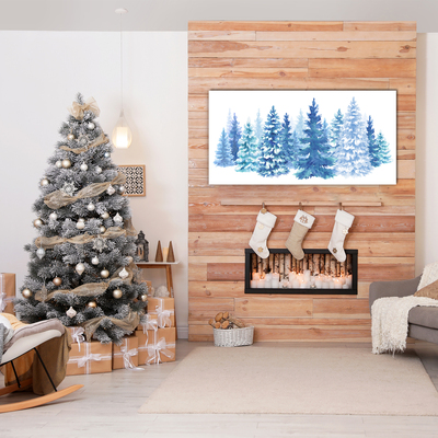 Steklena slika Božično drevo Snow Zima