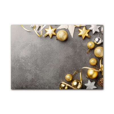 Steklena slika Zlati božični božični kroglice