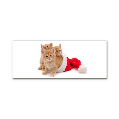 Steklena slika Božični mačke Santa Claus