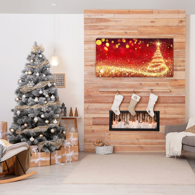 Steklena slika Zima božična drevesa Christmas