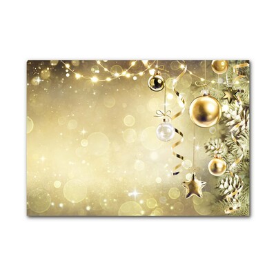 Steklena slika Zlata božična kroglice okras