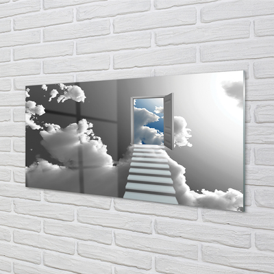Stenska plošča za kuhinjo Stopnice oblaki vrata
