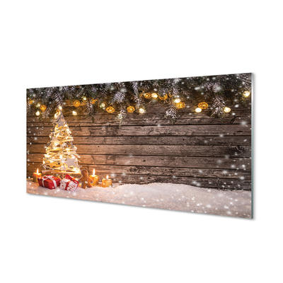 Stenska plošča za kuhinjo Božično drevo decoration sneg