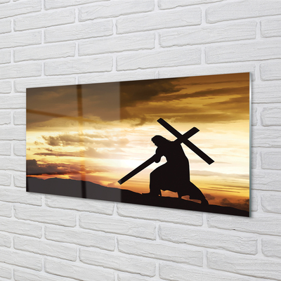 Stenska plošča za kuhinjo Jezus križ sunset