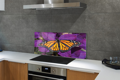 Stenska plošča za kuhinjo Pisane metulj rože