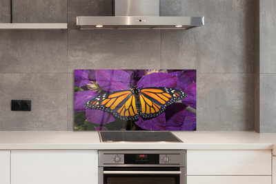 Stenska plošča za kuhinjo Pisane metulj rože