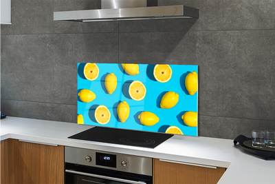 Zidna obloga za kuhinju Limone na modrem ozadju