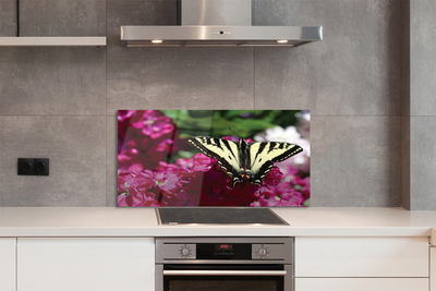 Stenska plošča za kuhinjo Cvetje metulj