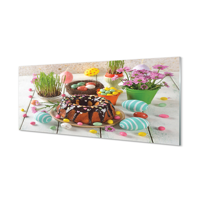 Stenska plošča za kuhinjo Egg torto cvetje