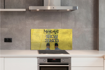 Zidna obloga za kuhinju Noge rumenem ozadju napis