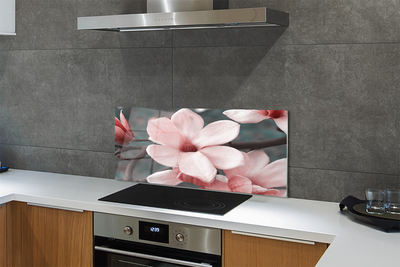 Stenska plošča za kuhinjo Roza cvetovi