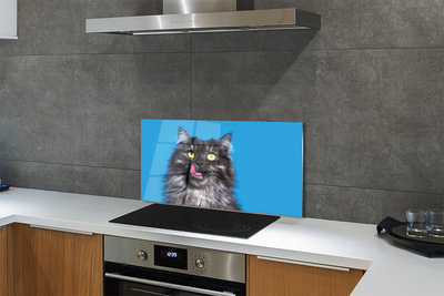 Stenska plošča za kuhinjo Oblizujący mačka