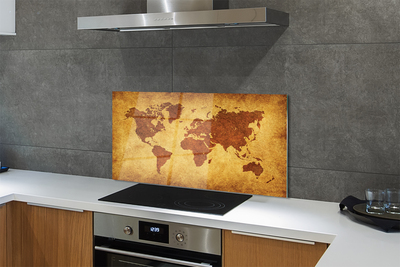 Stenska plošča za kuhinjo Stara rjava zemljevid