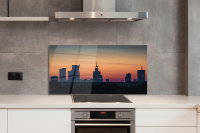 Stenska plošča za kuhinjo Sunset panorama varšavi