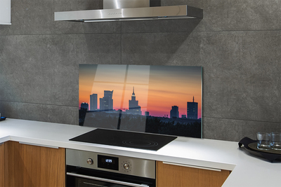 Stenska plošča za kuhinjo Sunset panorama varšavi