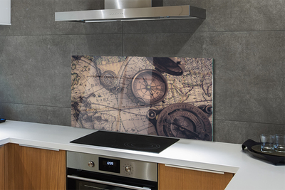 Stenska plošča za kuhinjo Kompas zemljevid