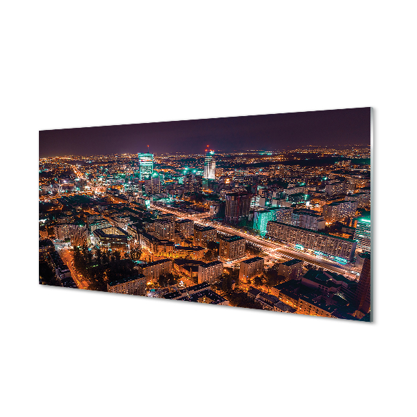 Stenska plošča za kuhinjo Varšava mesto noč panorama